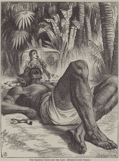 Śpiący Dżin i Pani autorstwa after John Tenniel