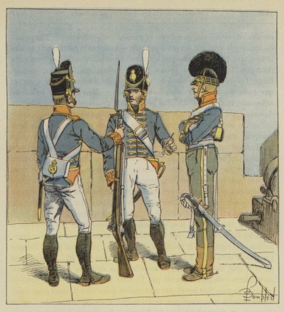 Artyleria angielska, pieszo, konno autorstwa after Louis Charles Bombled