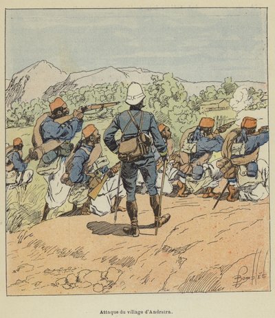 Atak na wioskę Andratra autorstwa after Louis Charles Bombled