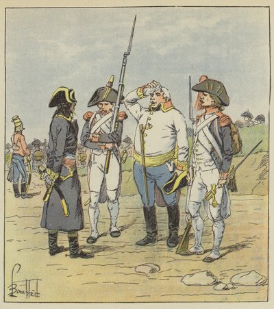 Bonaparte przesłuchuje dużego austriackiego więźnia majora autorstwa after Louis Charles Bombled