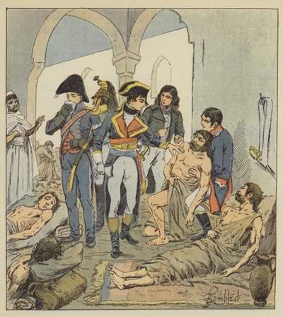 Bonaparte odwiedza ofiary dżumy w Jaffa autorstwa after Louis Charles Bombled