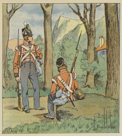 To właśnie stamtąd dwaj angielscy żołnierze zajęli stanowisko, aby nas obserwować. autorstwa after Louis Charles Bombled