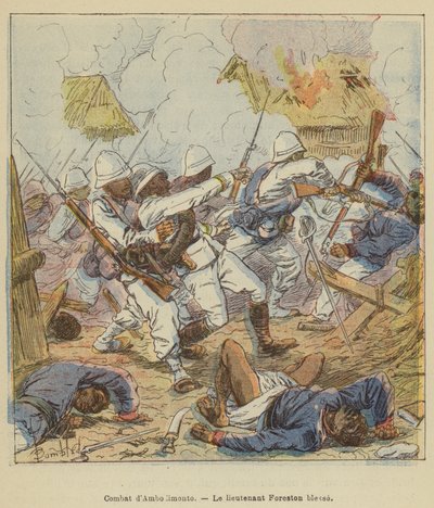 Walka z Ambodimonto, rany porucznika Forestona autorstwa after Louis Charles Bombled