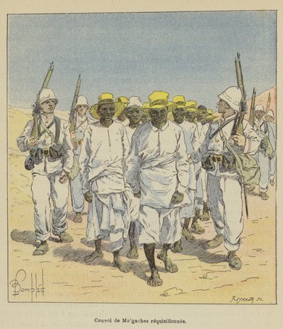 Konwój zarekwirowanych Malgaszy autorstwa after Louis Charles Bombled