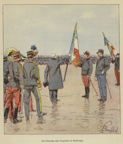 Dystrybucja flag w Sathonay autorstwa after Louis Charles Bombled