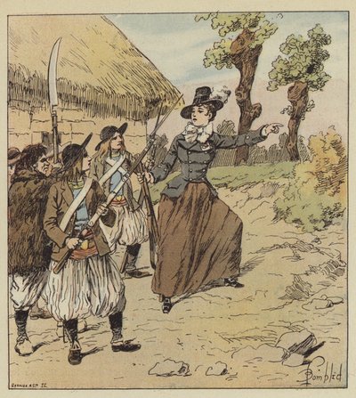 Brała bardzo aktywny udział w wojnach Wandei autorstwa after Louis Charles Bombled