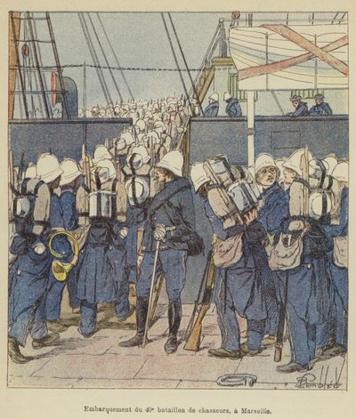 Zaokrętowanie 40 batalionu chasseurów w Marsylii autorstwa after Louis Charles Bombled