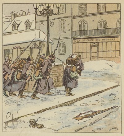 Późne i ostrożne wejście pierwszych Prusaków do Le Mans autorstwa after Louis Charles Bombled