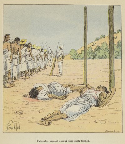 Fahavalos przechodzący przed szefami karabinów autorstwa after Louis Charles Bombled