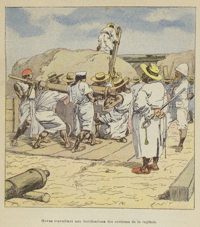 Hovas pracujący przy fortyfikacjach wokół stolicy autorstwa after Louis Charles Bombled