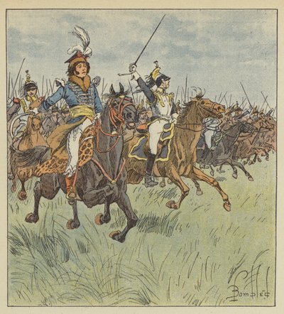 Nigdy nie widzieliśmy na czele kawalerii kogoś tak błyskotliwego, odważniejszego, bardziej zdeterminowanego. autorstwa after Louis Charles Bombled
