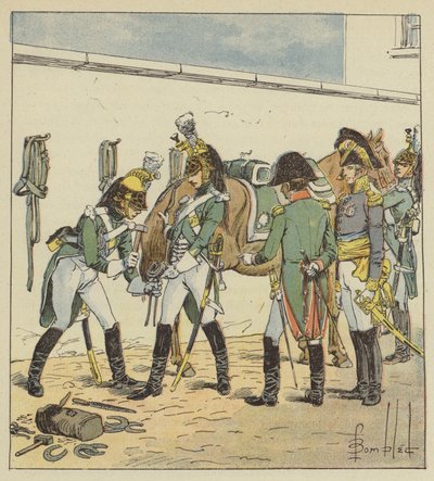 Cesarz dokonuje inspekcji szkoły Saint-Germain autorstwa after Louis Charles Bombled