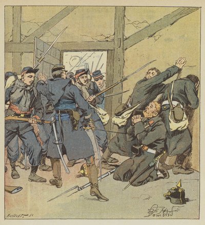 Atak na Villejouan przez komandora Fouilhade autorstwa after Louis Charles Bombled