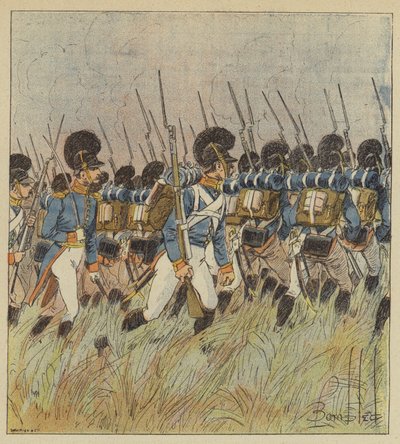 Środek linii francuskiej był strzeżony przez Bawarczyków autorstwa after Louis Charles Bombled