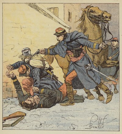 Pułkownik Choppin-Merey zabija niesfornego żołnierza autorstwa after Louis Charles Bombled
