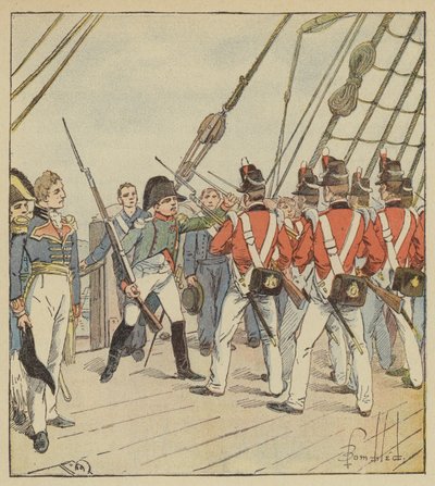 Cesarz rozkazuje ćwiczenie żołnierzom Bellerophon autorstwa after Louis Charles Bombled
