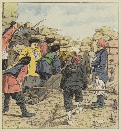 Chińczycy bombardują poselstwa autorstwa after Louis Charles Bombled