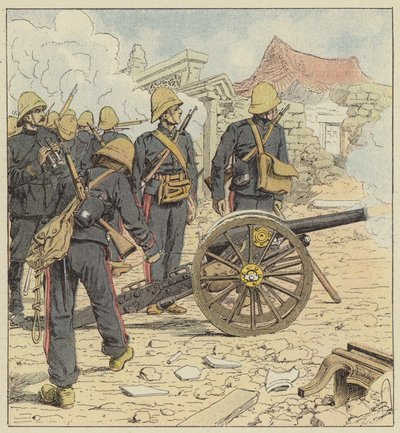 Francuski ogień na drzwiach Choum-Tsche-Men autorstwa after Louis Charles Bombled