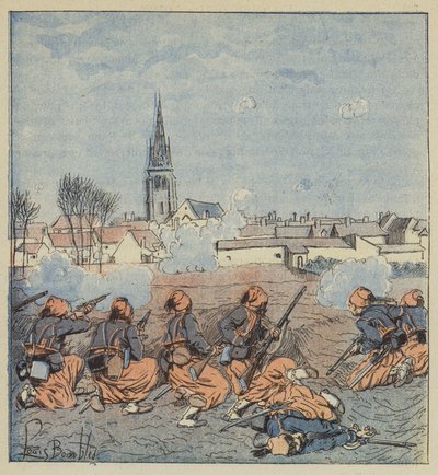 Zouaves atakują Beaune-la-Rolande autorstwa after Louis Charles Bombled