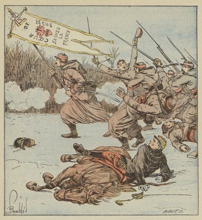 Papiescy żuawowie atakują Loigny autorstwa after Louis Charles Bombled