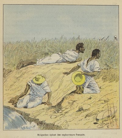 Madagaskanie szpiegują francuskich odkrywców autorstwa after Louis Charles Bombled