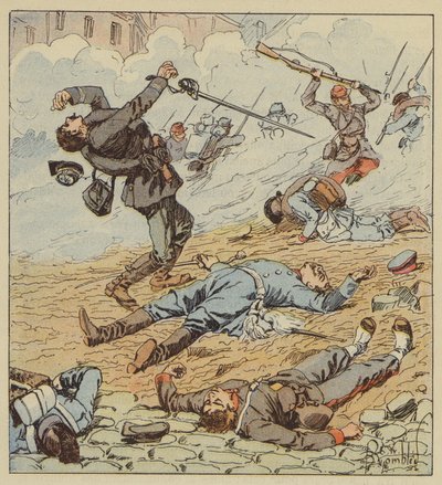 Śmierć kapitana de Boissieu w bitwie pod Orleanem autorstwa after Louis Charles Bombled