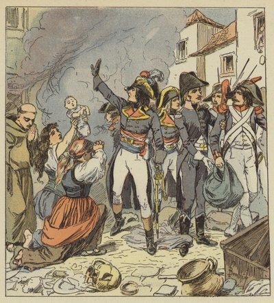 Napoleon kładzie kres plądrowaniu Rzymu autorstwa after Louis Charles Bombled