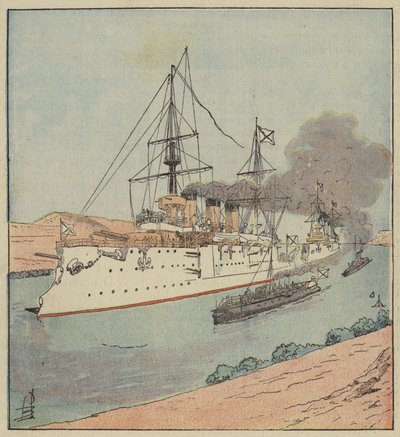 Rosyjskie okręty wojenne w Kanale Sueskim autorstwa after Louis Charles Bombled