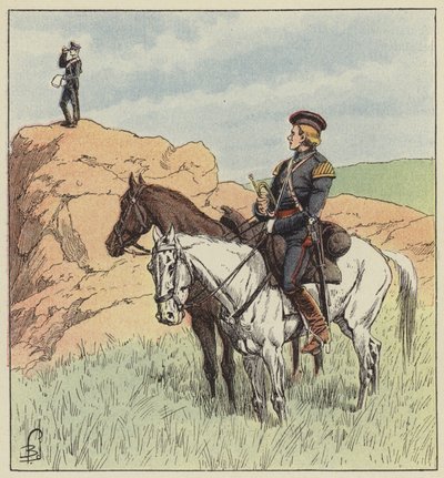 Oficer kozacki na zwiad przed Ping-Yang autorstwa after Louis Charles Bombled