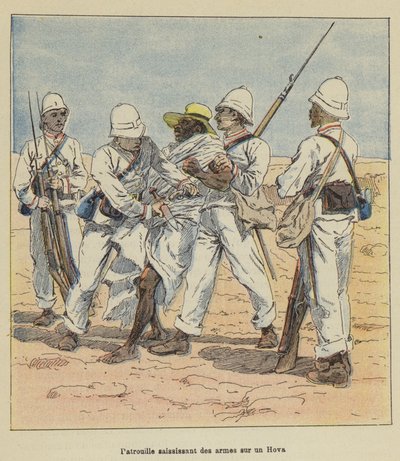 Patrol chwytający broń z Hova autorstwa after Louis Charles Bombled