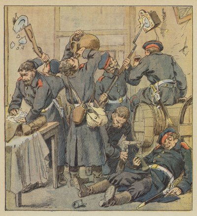 Scena plądrowania w Saint-Calais autorstwa after Louis Charles Bombled