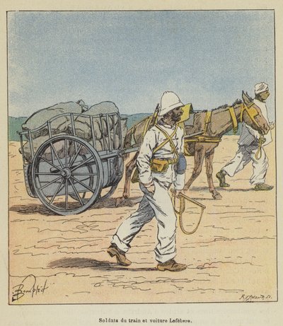 Żołnierze z pociągu i samochodu Lefebvre autorstwa after Louis Charles Bombled
