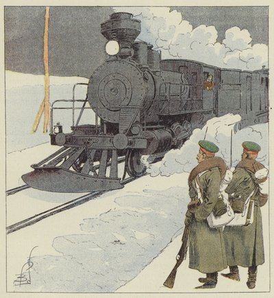 Pociąg wojskowy na Transsyberyjskiej autorstwa after Louis Charles Bombled