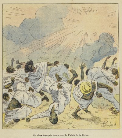 Francuski pocisk spada na Pałac Królowej autorstwa after Louis Charles Bombled