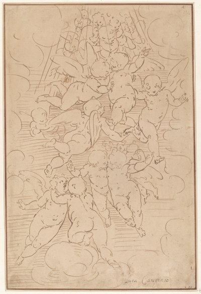 Grupa aniołów w chwale autorstwa after Luca Cambiaso Italian 17th Century