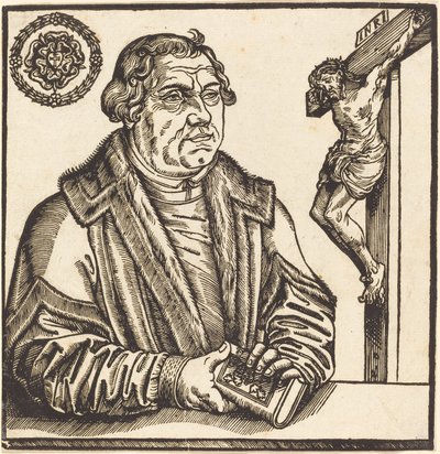 Marcin Luter, Połowa długości na lewo z książką w rękach autorstwa after Lucas Cranach the Younger