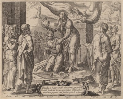 Samuel namaszczenie Dawida autorstwa after Maerten van Heemskerck