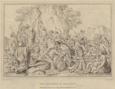 Uderzenie w skałę, Exodus autorstwa after Nicolas Poussin