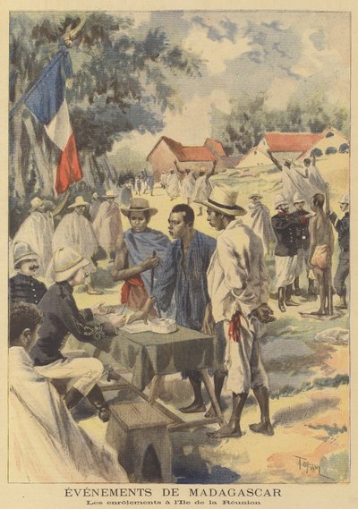Poborowi na wyspie Reunion, zapisujący się do służby w armii francuskiej na Madagaskarze autorstwa after Oswaldo Tofani