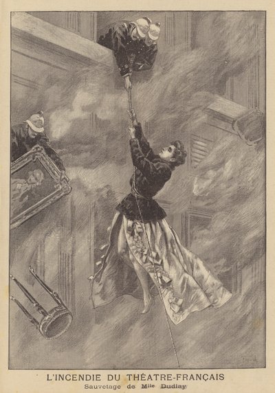 Pożar w Theatre-Francais, Paryż autorstwa after Oswaldo Tofani