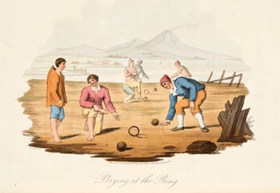 Playing at the Ring, z włoskiej scenerii, reprezentujący maniery, zwyczaje i zabawy różnych stanów Włoch, wyd. 1806 (grawerowanie ręcznie kolorowane) autorstwa after P. van Lerberghi
