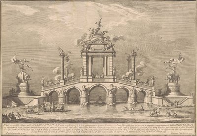 Prima Macchina dla Chin z 1755 r.: Most triumfalny z antykami z Herkulanum autorstwa after Paolo Posi Giuseppe Vasi