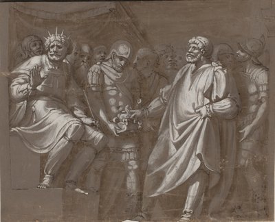 Mucius Scaevola przed Porsenną autorstwa after Polidoro da Caravaggio