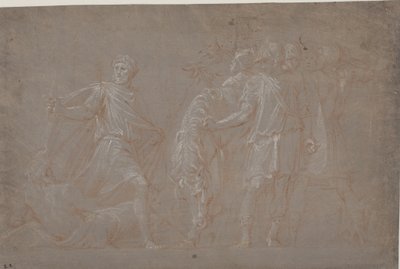 Mucius Scaevola przekracza Tyber autorstwa after Polidoro da Caravaggio