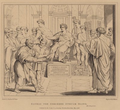 Elimas czarnoksiężnik oślepiony, Dzieje Apostolskie autorstwa after Raphael
