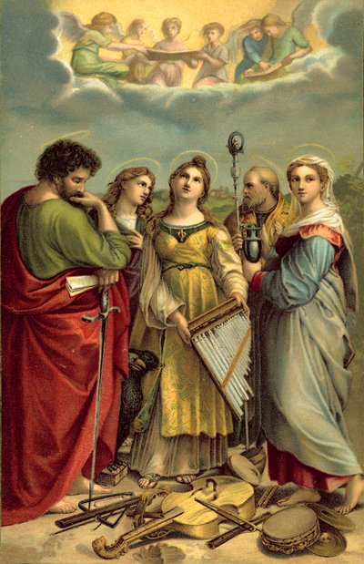 Św. Cecylia (chromolitho) autorstwa after Raphael