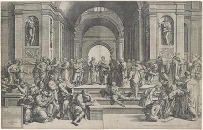 Szkoła Ateńska. Pub. 1550 autorstwa after Raphael