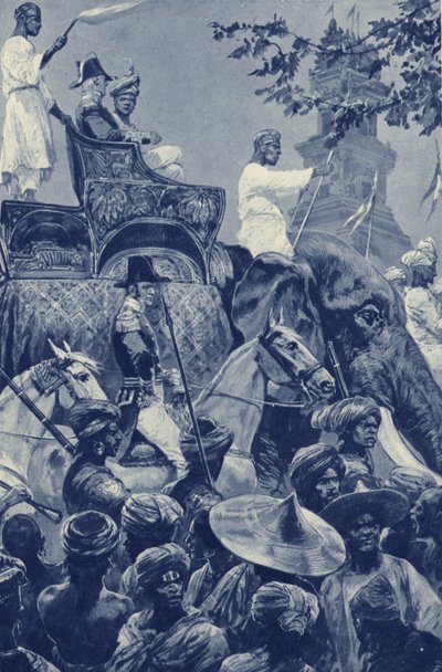 Singapur, Brytyjczycy wkraczają do miasta, oddane przez sułtana Johore w 1824 za pewną sumę pieniędzy autorstwa after Richard Caton II Woodville