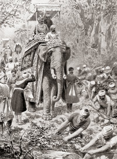 Inspekcja Sher Shah Suris Great North Road (obecnie The Grand Trunk Road), z Hutchinsons History of the Nations, wyd. 1915 autorstwa after Robert Dudley