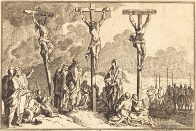 Dziewica, św. Jan i Maria Magdalena u stóp krzyża autorstwa after Sébastien Le Clerc I